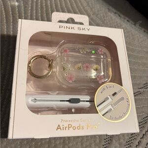 Clear Floral AirPods Pro Case with Gold Ring